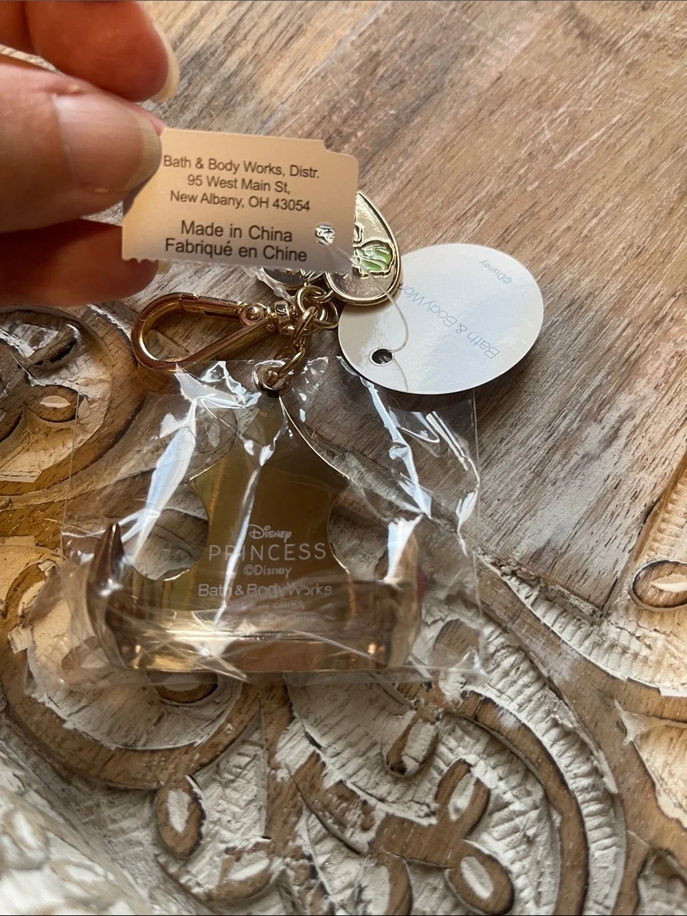 Bath & Body Works Gold Decorative Bell Keychain with Multicolor Gems